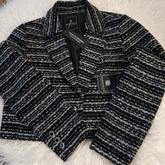 Bagatelle Tweed Black White Old Money Jacket - Picture 3 of 9
